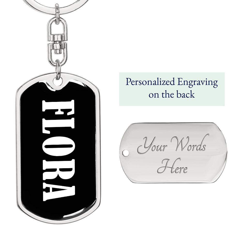 Flora v01w - Luxury Dog Tag Keychain