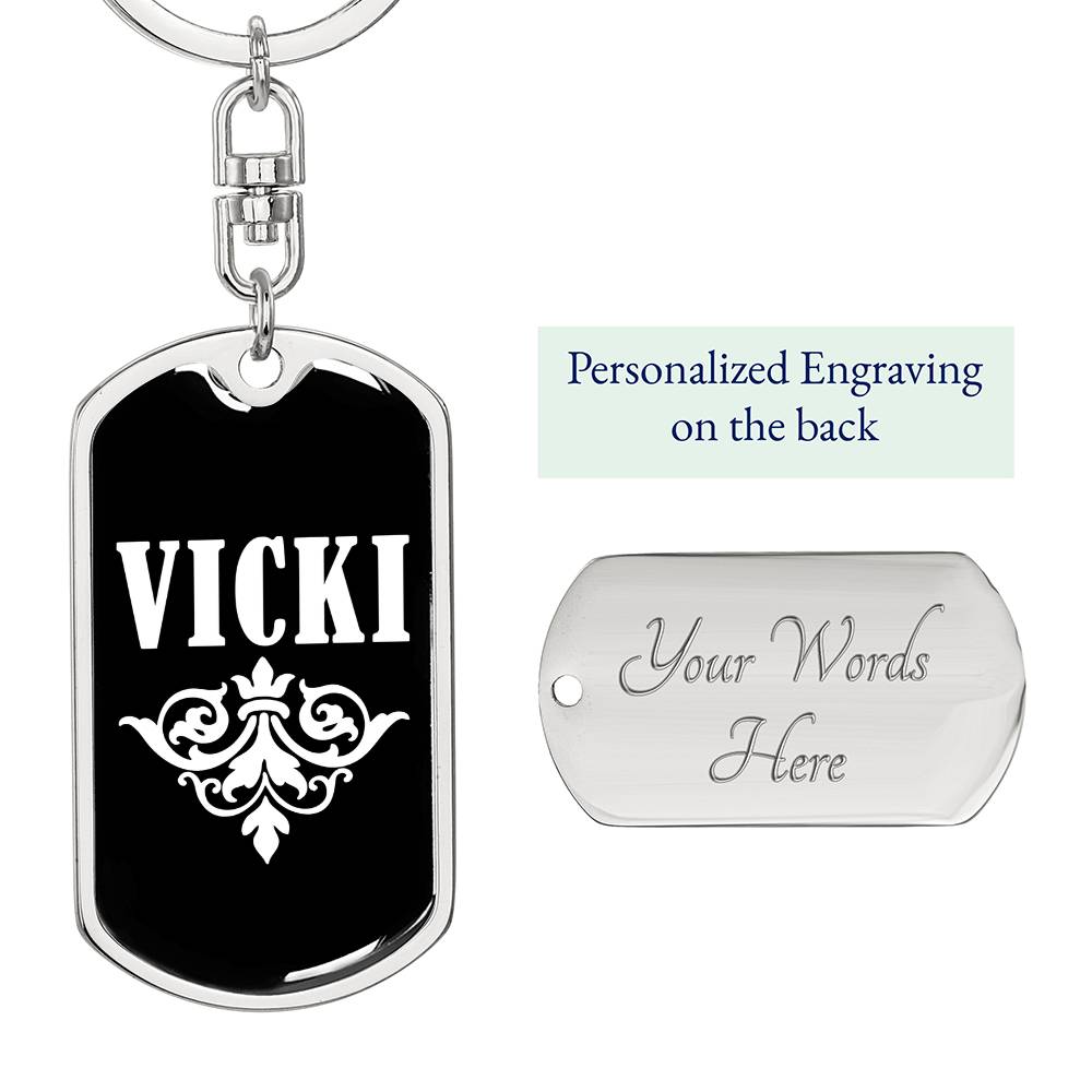 Vicki v03a - Luxury Dog Tag Keychain