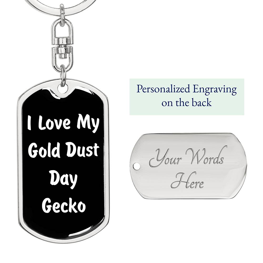 Love My Gold Dust Day Gecko v3 - Luxury Dog Tag Keychain