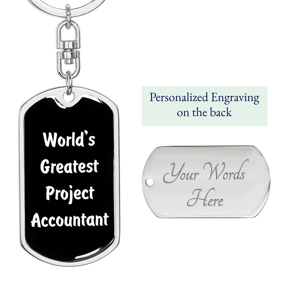 World's Greatest Project Accountant v3 - Luxury Dog Tag Keychain