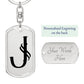 Initial J v001-11 - Luxury Dog Tag Keychain