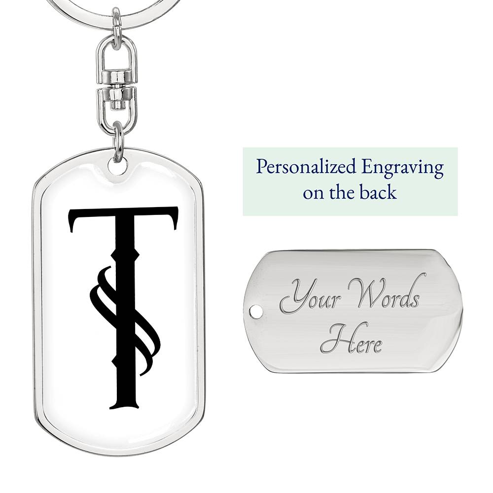 Initial T v001-14 - Luxury Dog Tag Keychain