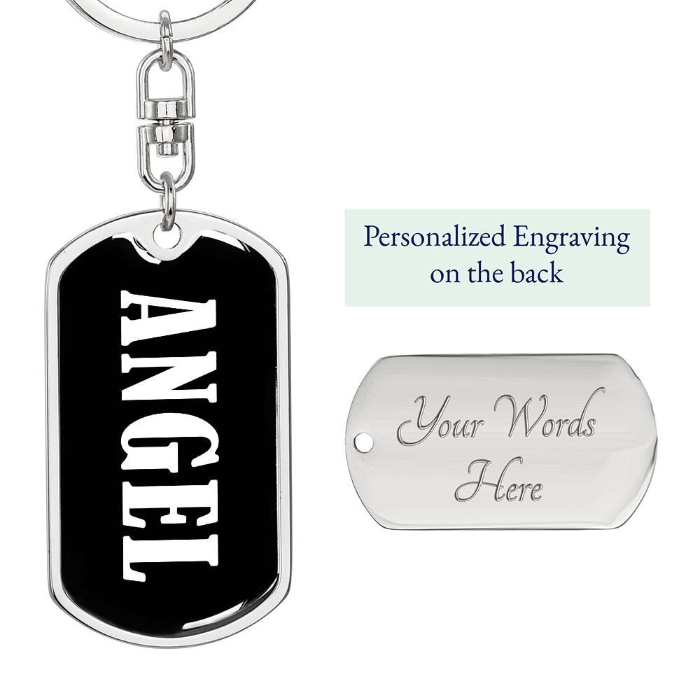 Angel v01w - Luxury Dog Tag Keychain