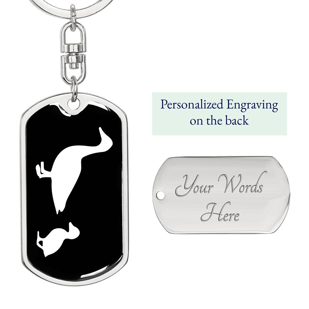 Mama Duck With 1 Duckling v3 - Luxury Dog Tag Keychain