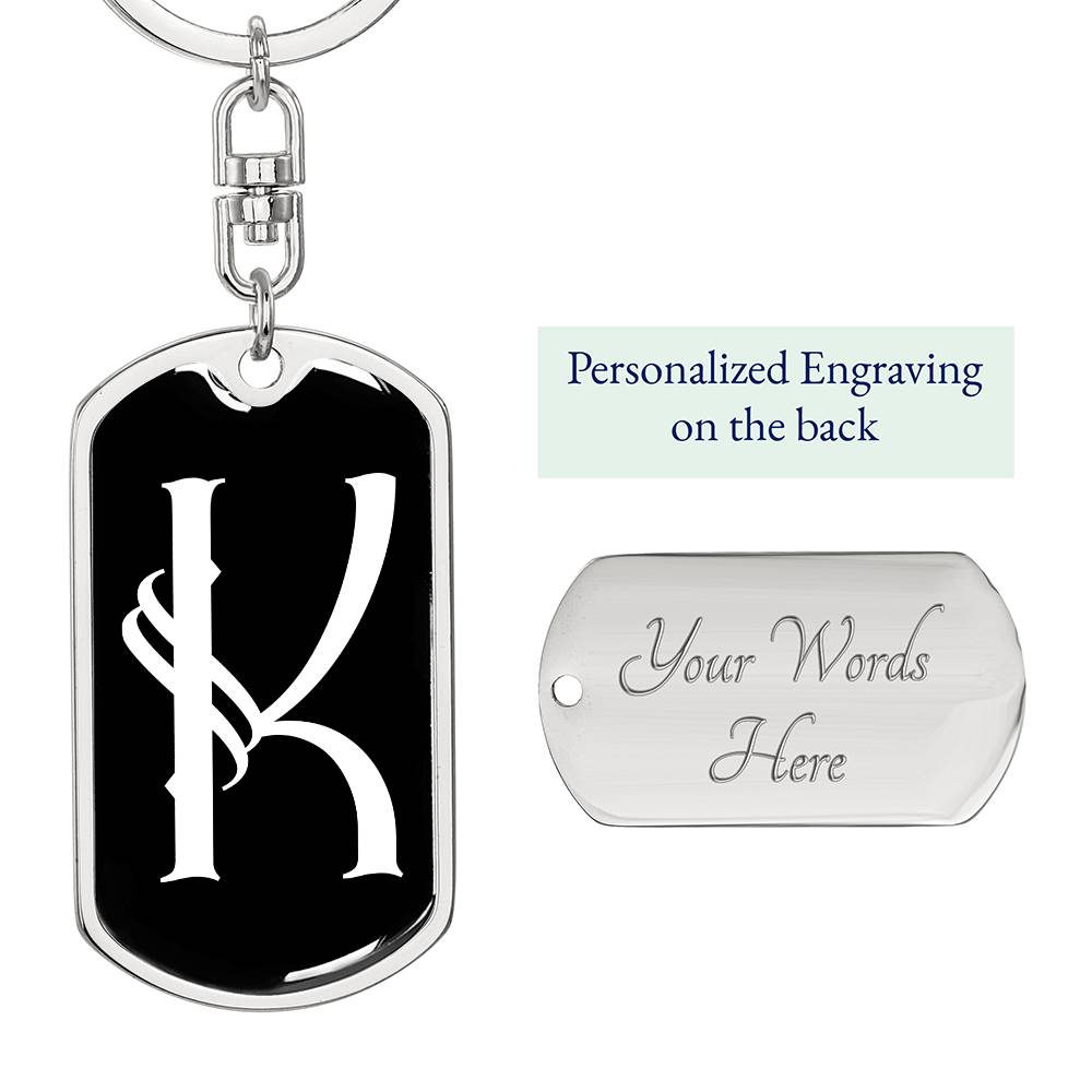 Initial K v001-13 - Luxury Dog Tag Keychain