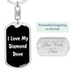 Love My Diamond Dove v3 - Luxury Dog Tag Keychain