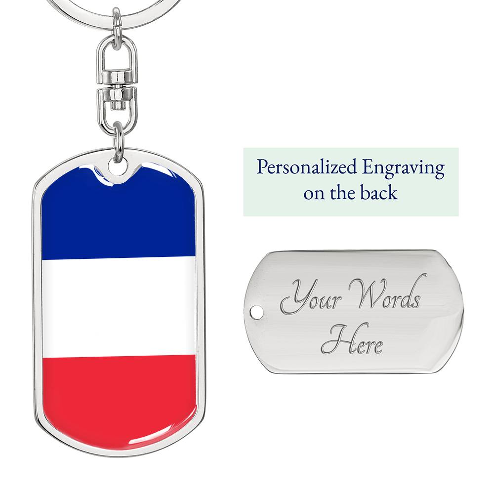 French Flag - Luxury Dog Tag Keychain