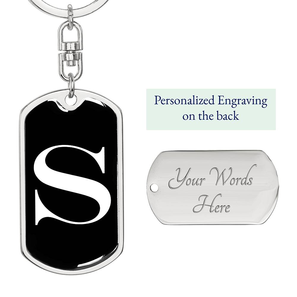 Initial S v3a - Luxury Dog Tag Keychain