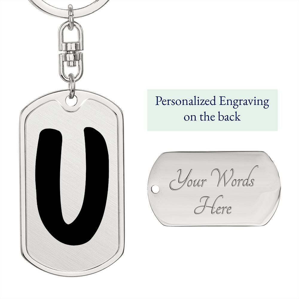Initial U v1b - Luxury Dog Tag Keychain