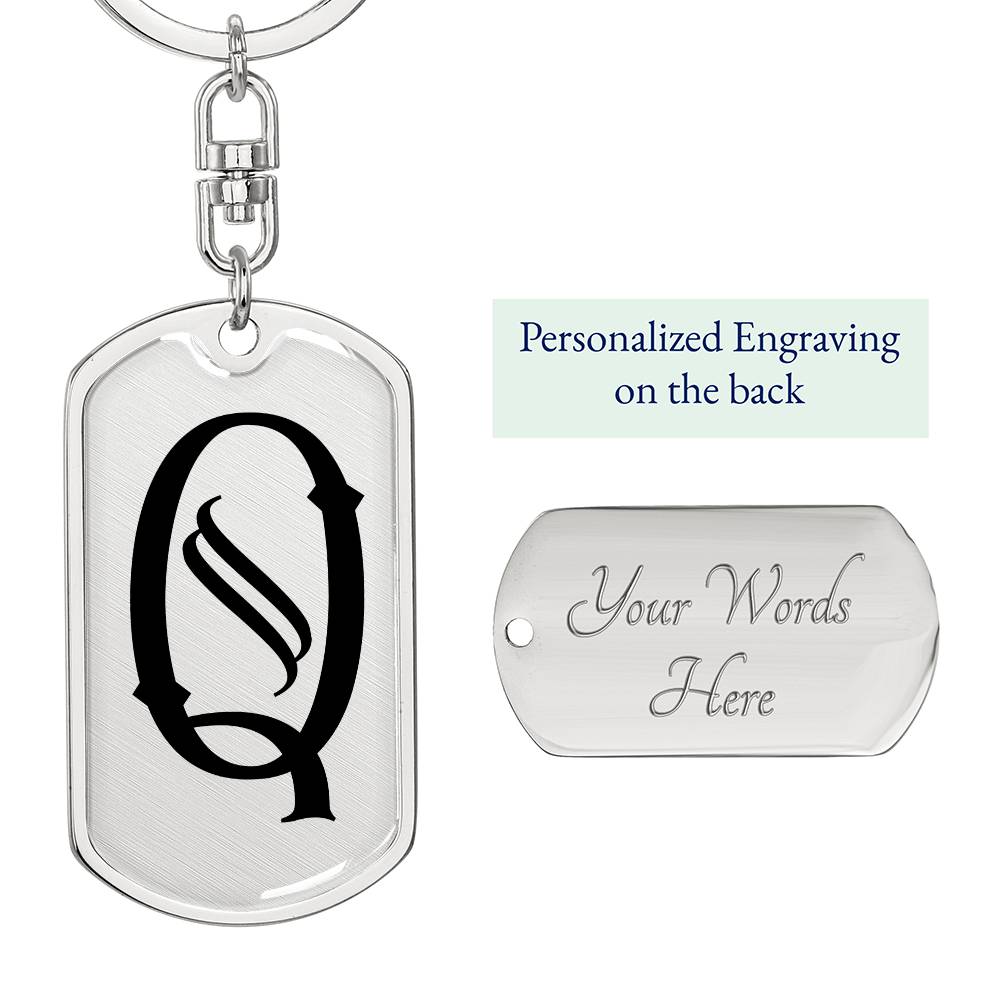 Initial Q v001-11 - Luxury Dog Tag Keychain