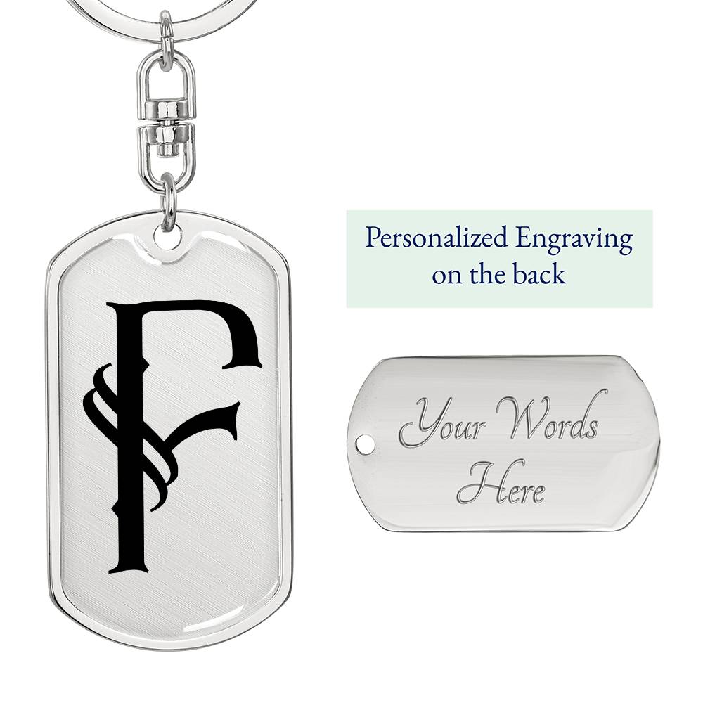 Initial F v001-11 - Luxury Dog Tag Keychain