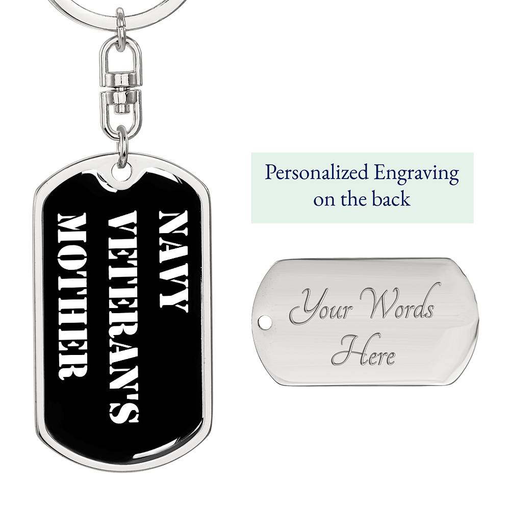 Navy Veteran's Mother v3 - Luxury Dog Tag Keychain