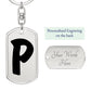 Initial P v1b - Luxury Dog Tag Keychain