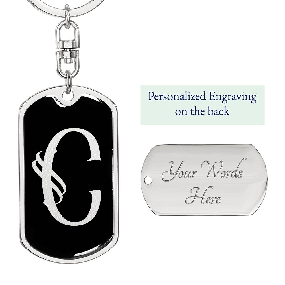 Initial C v001-12 - Luxury Dog Tag Keychain