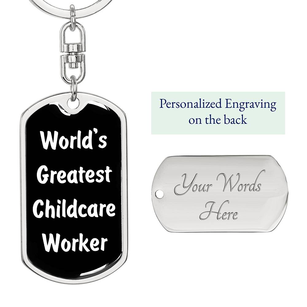 World's Greatest Childcare Worker v3 - Luxury Dog Tag Keychain