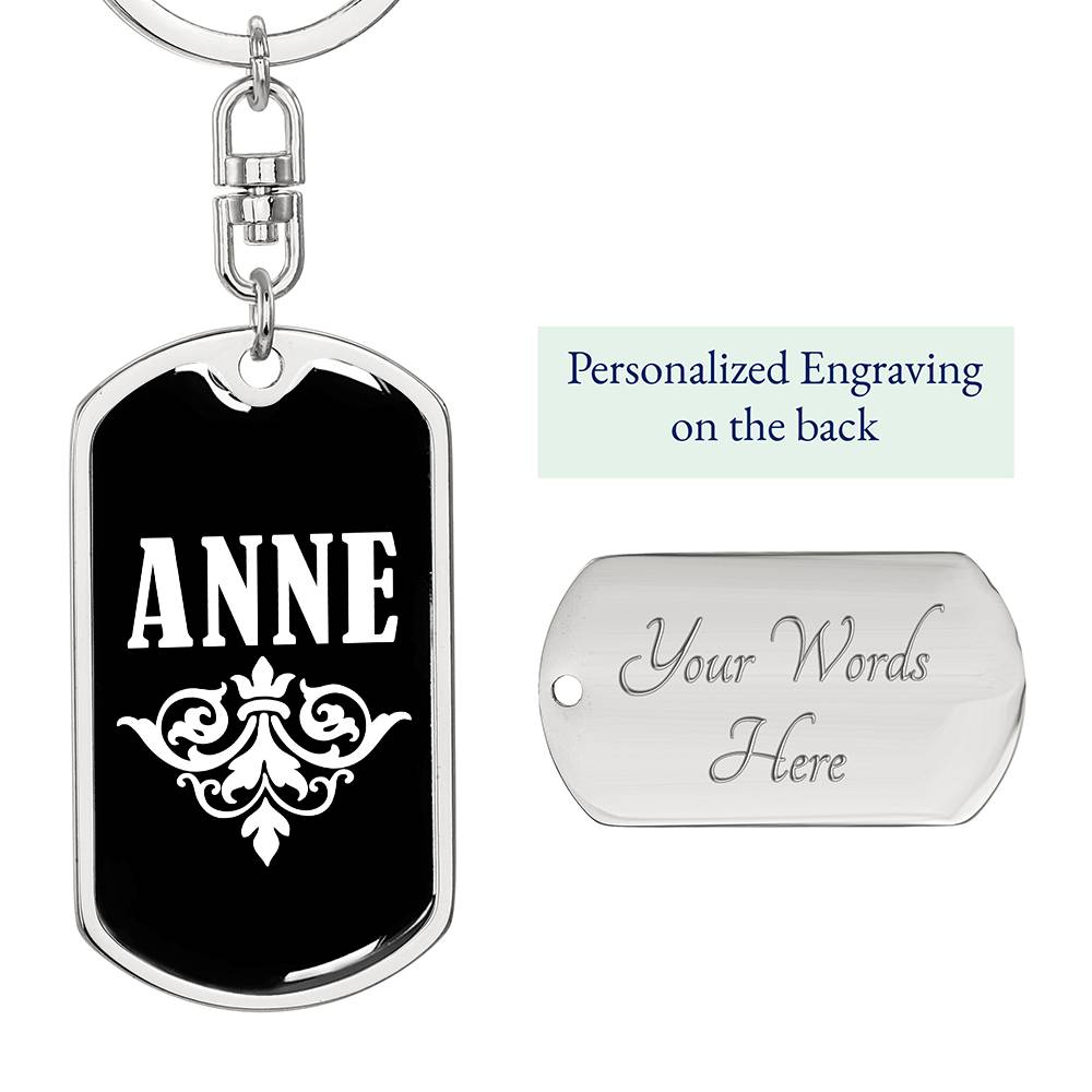 Anne v03a - Luxury Dog Tag Keychain