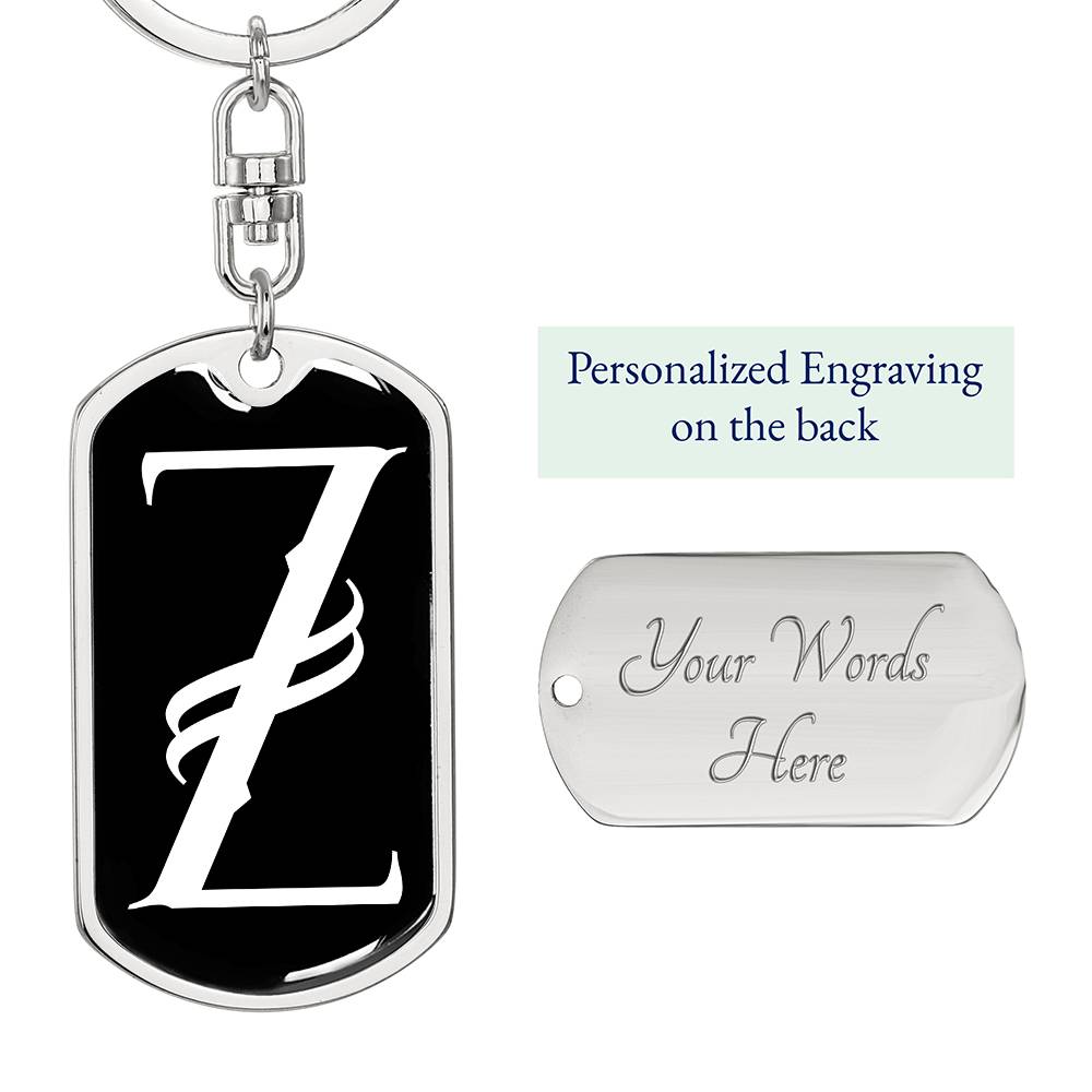 Initial Z v001-13 - Luxury Dog Tag Keychain