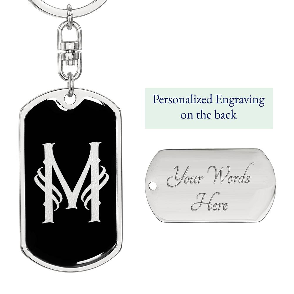 Initial M v001-12 - Luxury Dog Tag Keychain