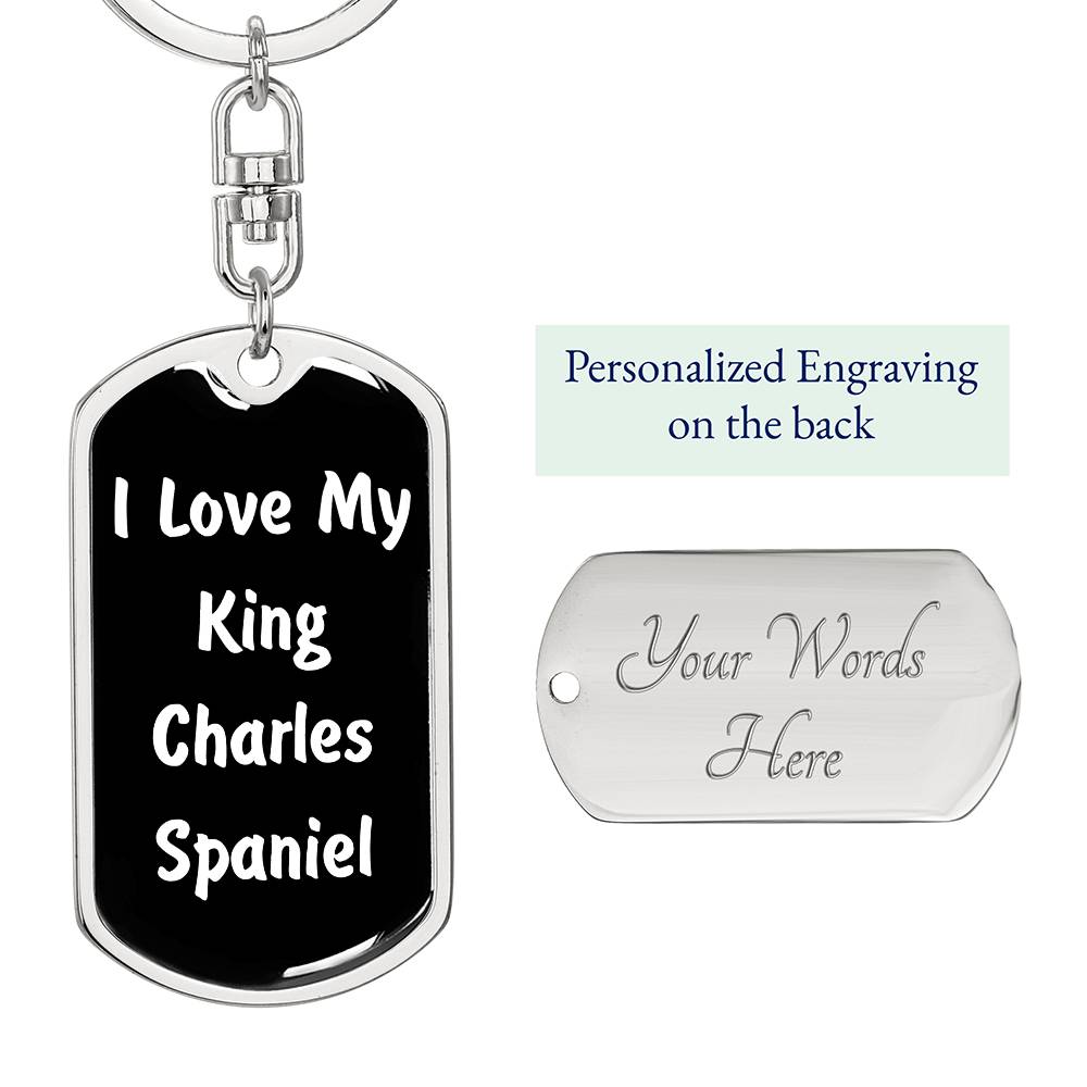 Love My King Charles Spaniel v6 - Luxury Dog Tag Keychain