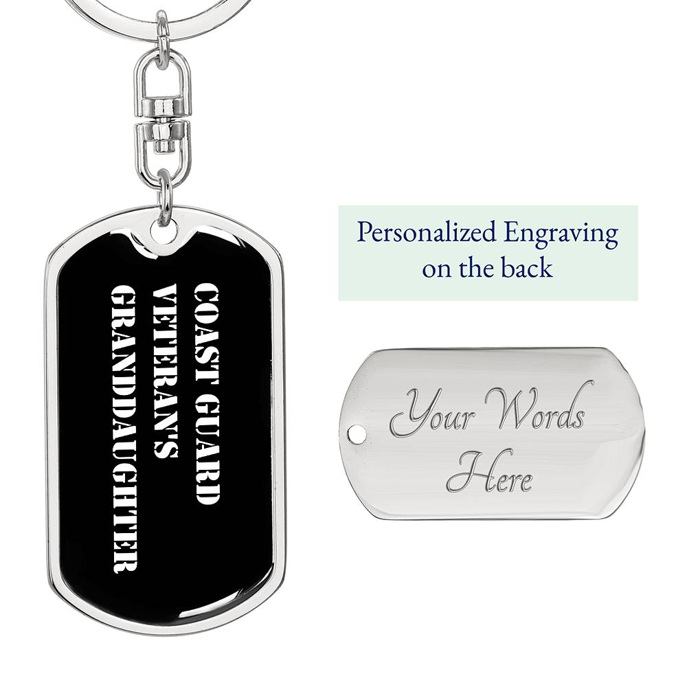 Coast Guard Veteran's Granddaughter v3 - Luxury Dog Tag Keychain
