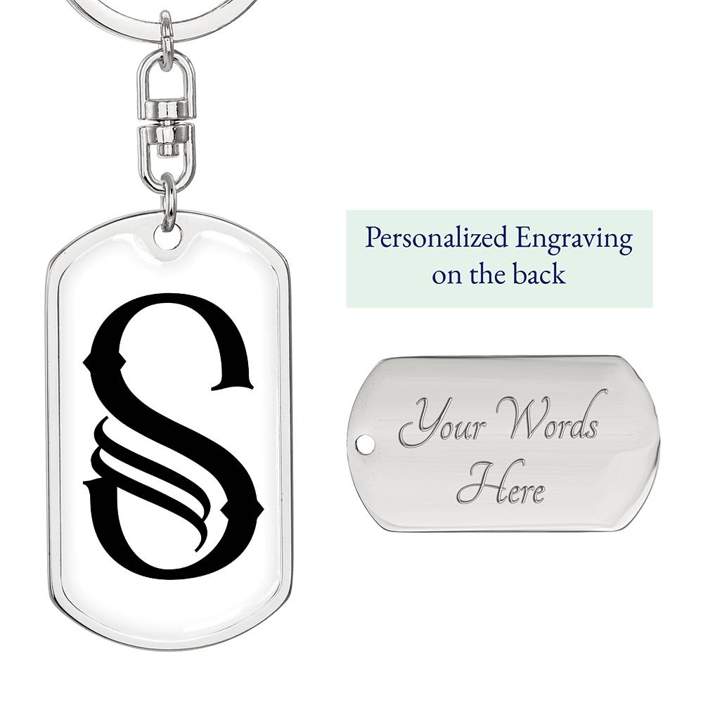 Initial S v001-14 - Luxury Dog Tag Keychain