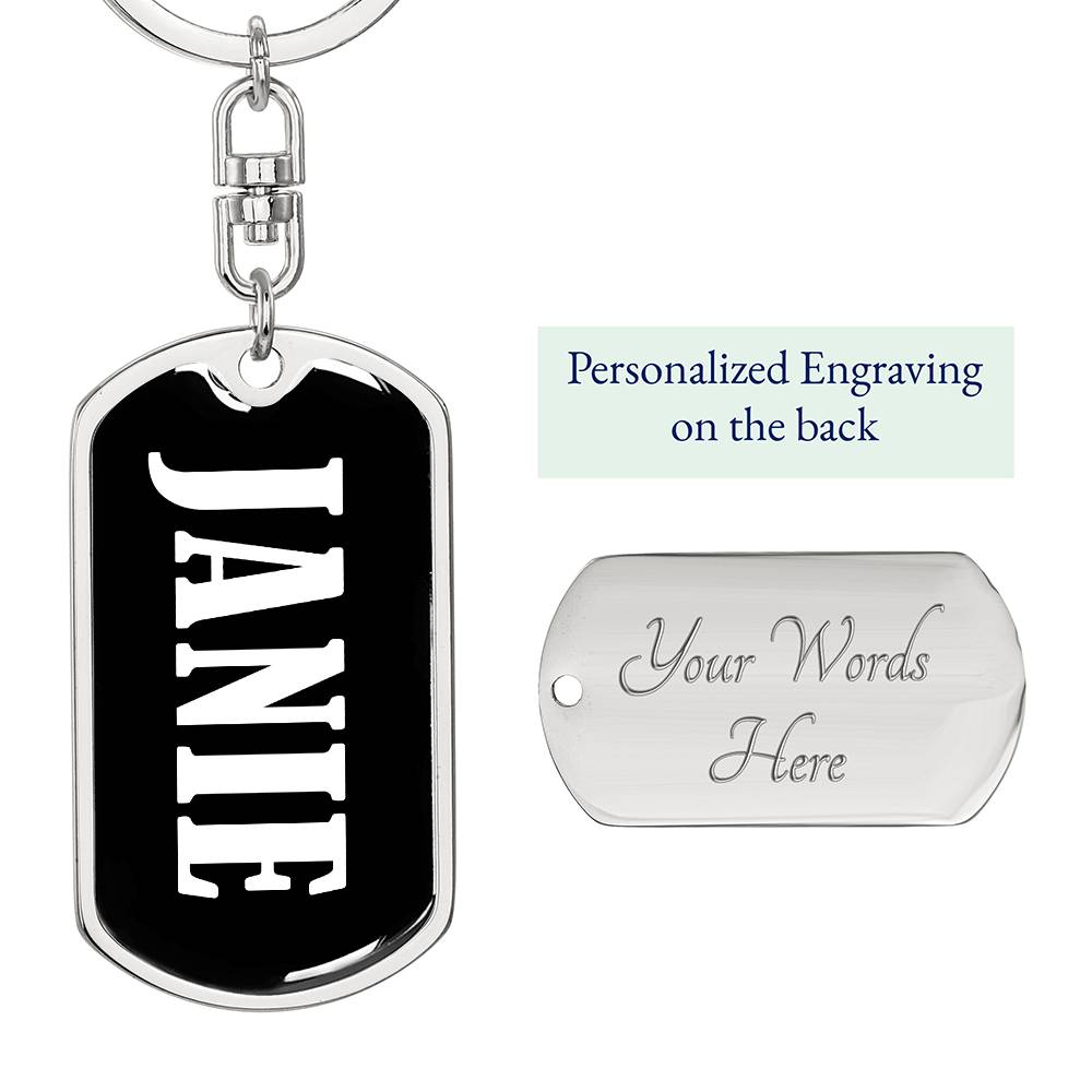 Janie v01w - Luxury Dog Tag Keychain