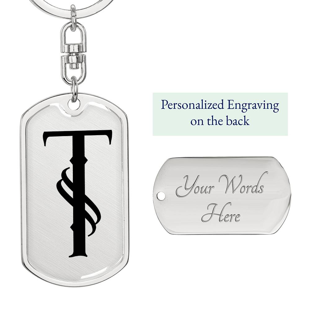 Initial T v001-11 - Luxury Dog Tag Keychain