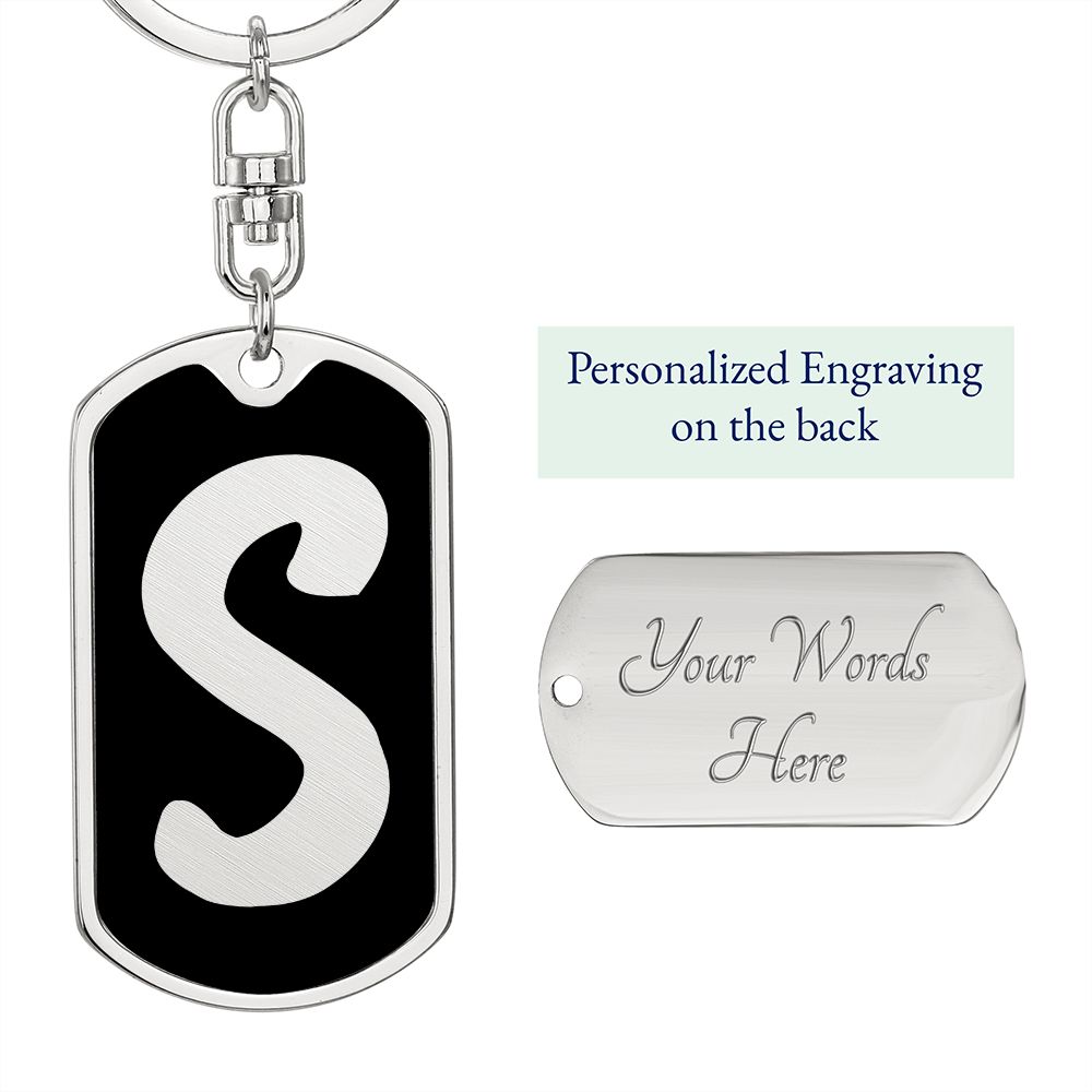 Initial S v2b - Luxury Dog Tag Keychain