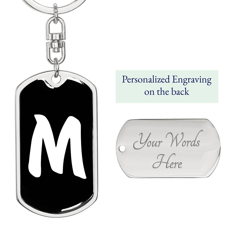 Initial M v3b - Luxury Dog Tag Keychain