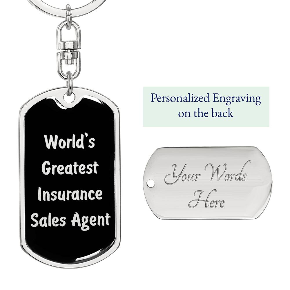 World's Greatest Insurance Sales Agent v2 - Luxury Dog Tag Keychain