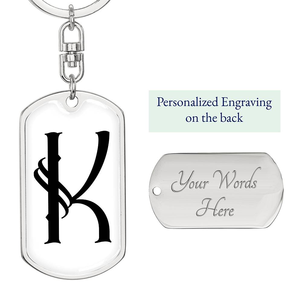 Initial K v001-14 - Luxury Dog Tag Keychain