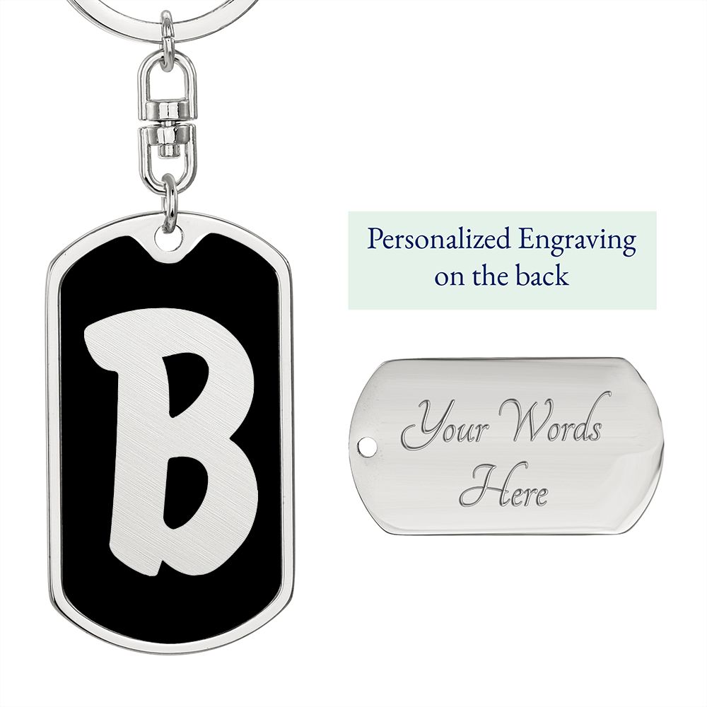 Initial B v2b - Luxury Dog Tag Keychain