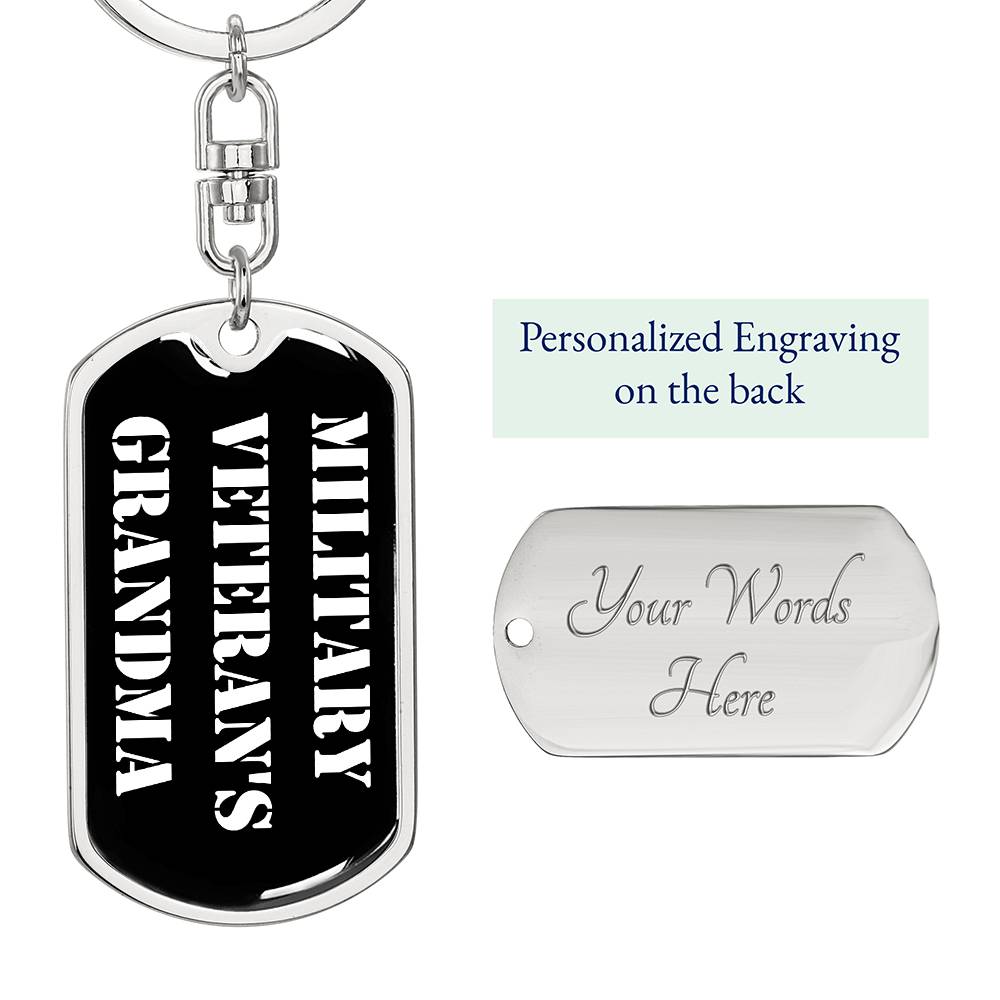 Military Veteran's Grandma v3 - Luxury Dog Tag Keychain