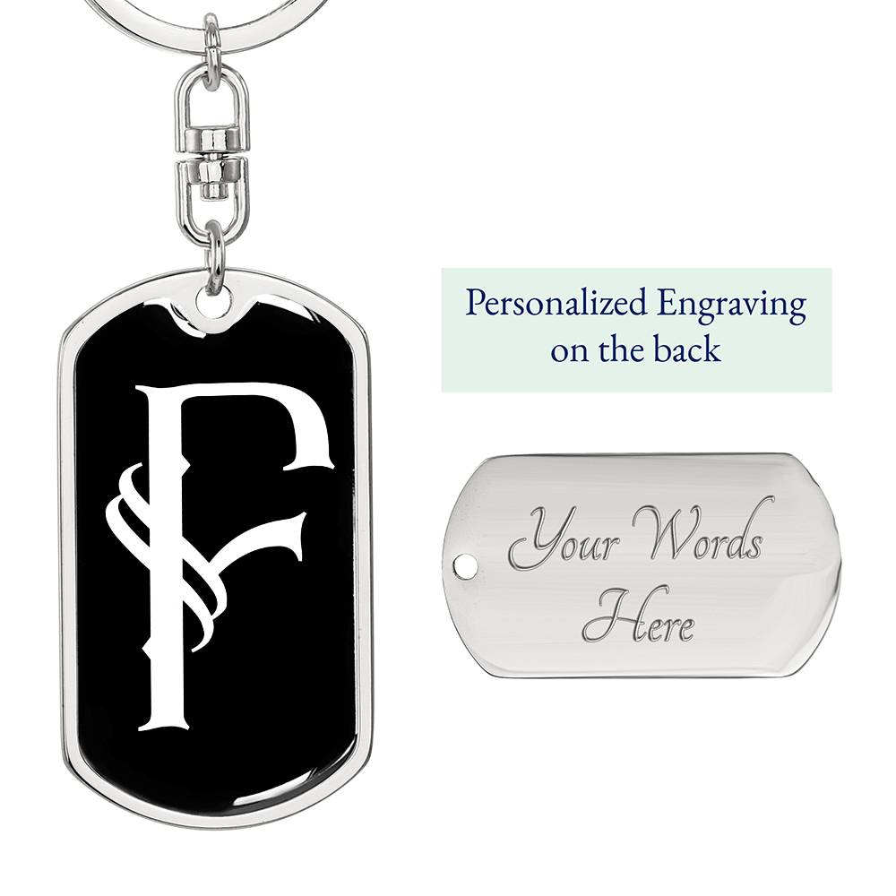 Initial F v001-13 - Luxury Dog Tag Keychain