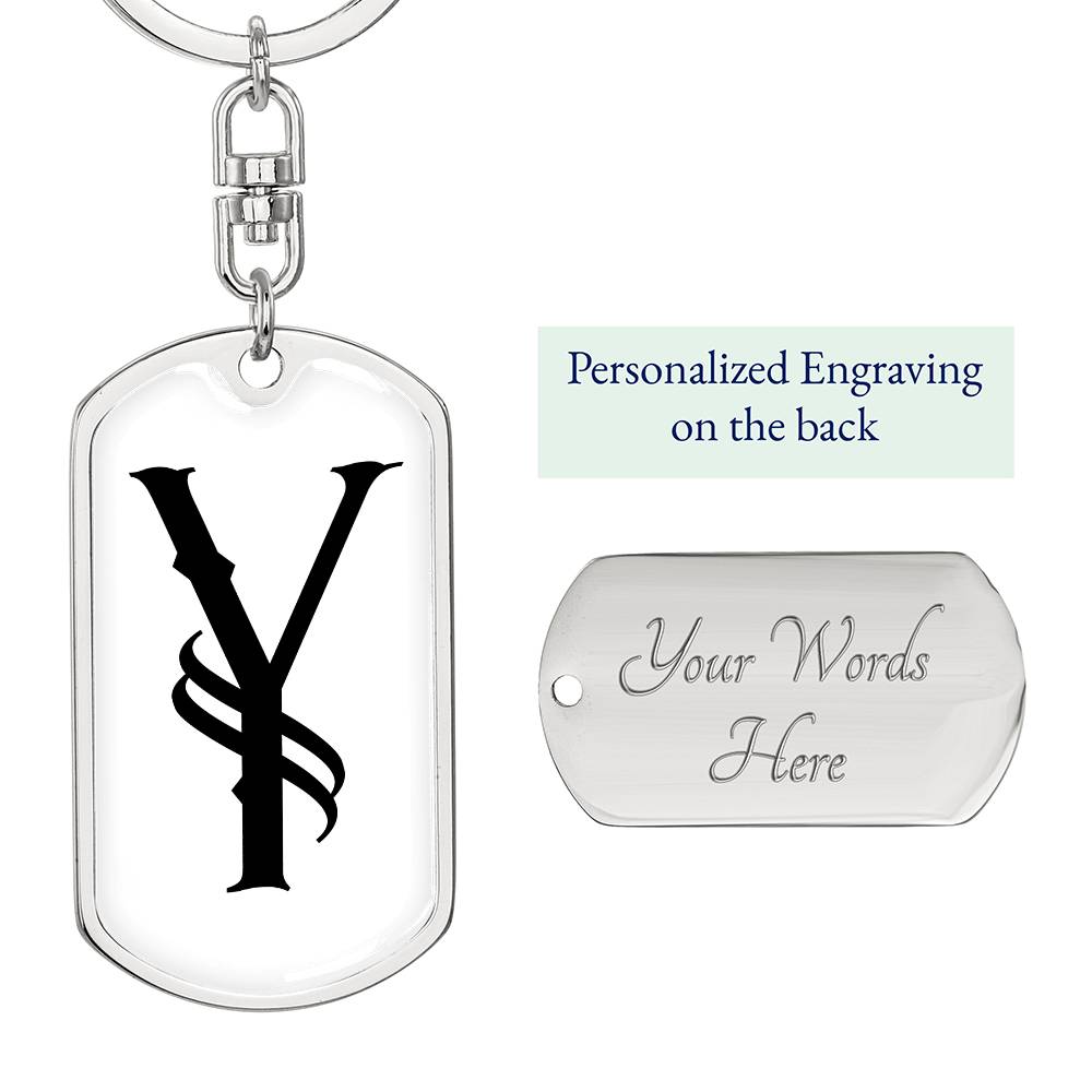 Initial Y v001-14 - Luxury Dog Tag Keychain