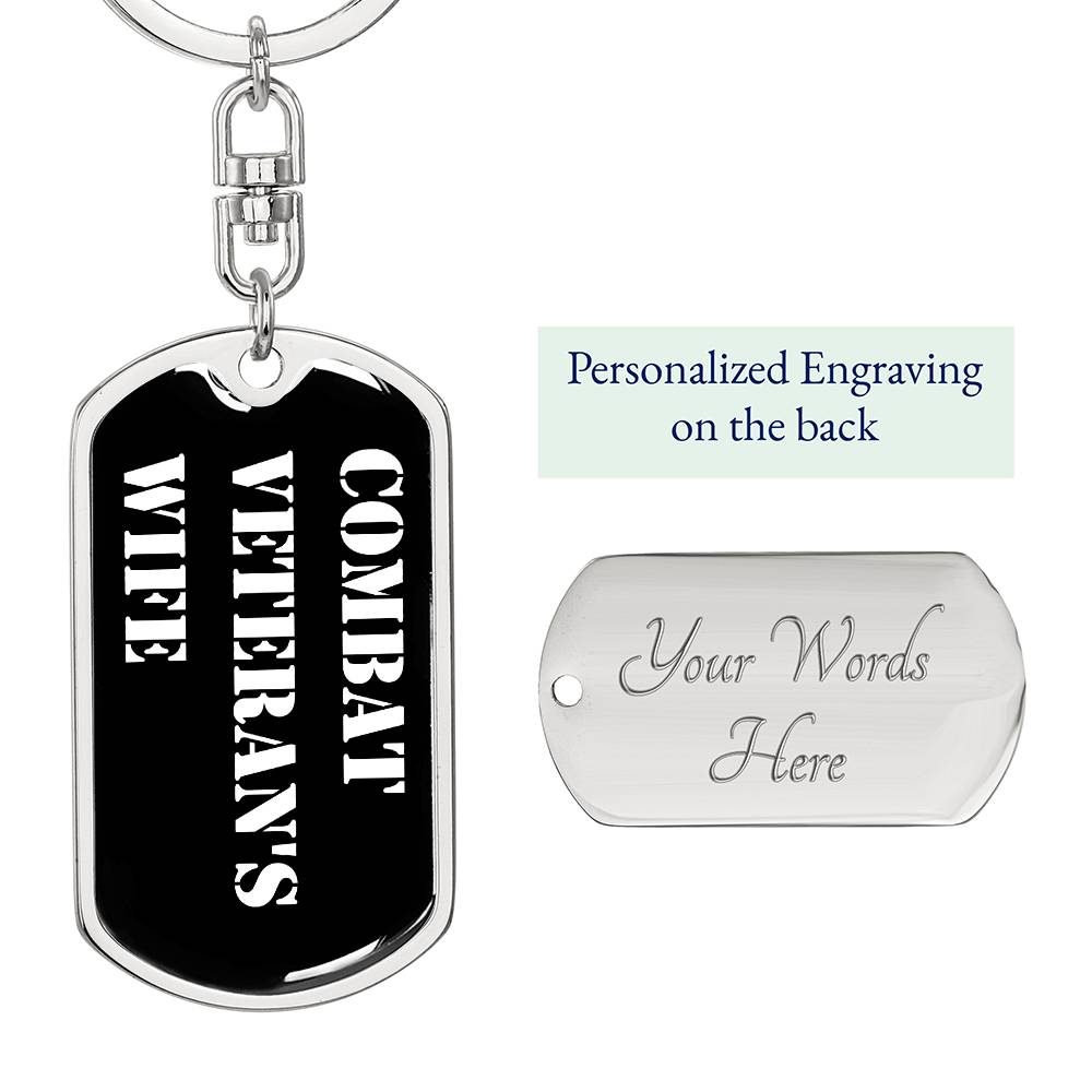 Combat Veteran's Wife v3 - Luxury Dog Tag Keychain