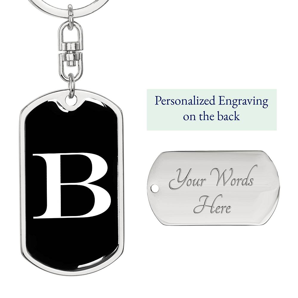 Initial B v3a - Luxury Dog Tag Keychain
