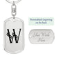 Initial W v001-11 - Luxury Dog Tag Keychain