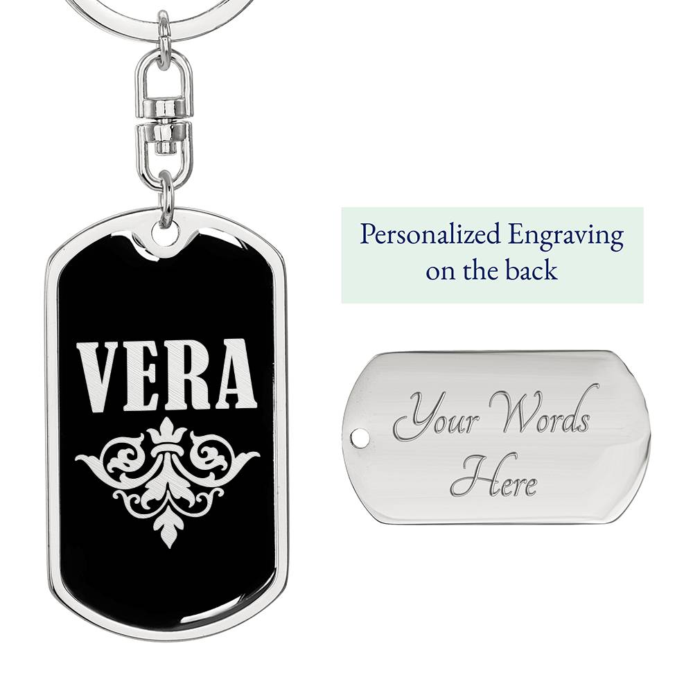 Vera v02a - Luxury Dog Tag Keychain