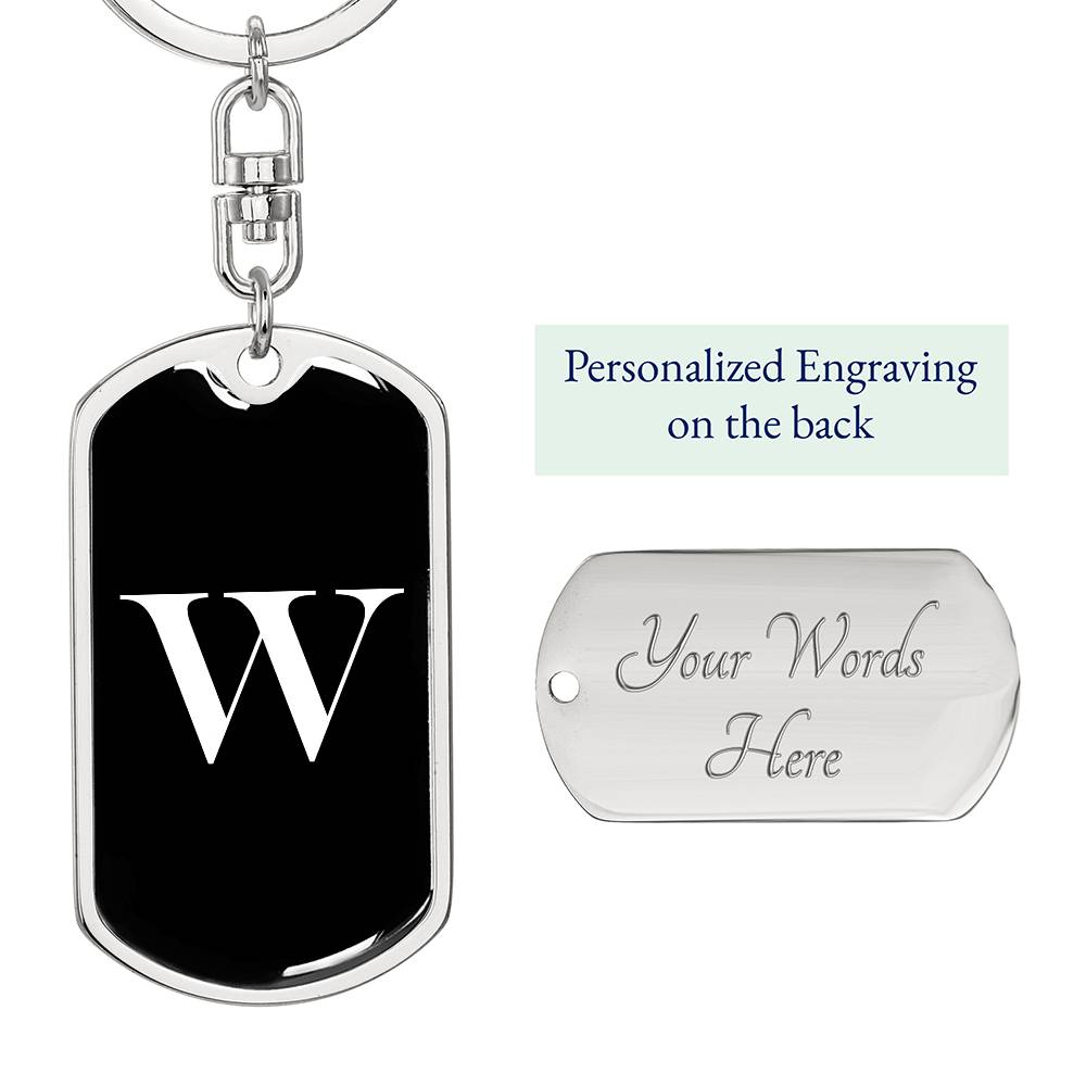 Initial W v3a - Luxury Dog Tag Keychain