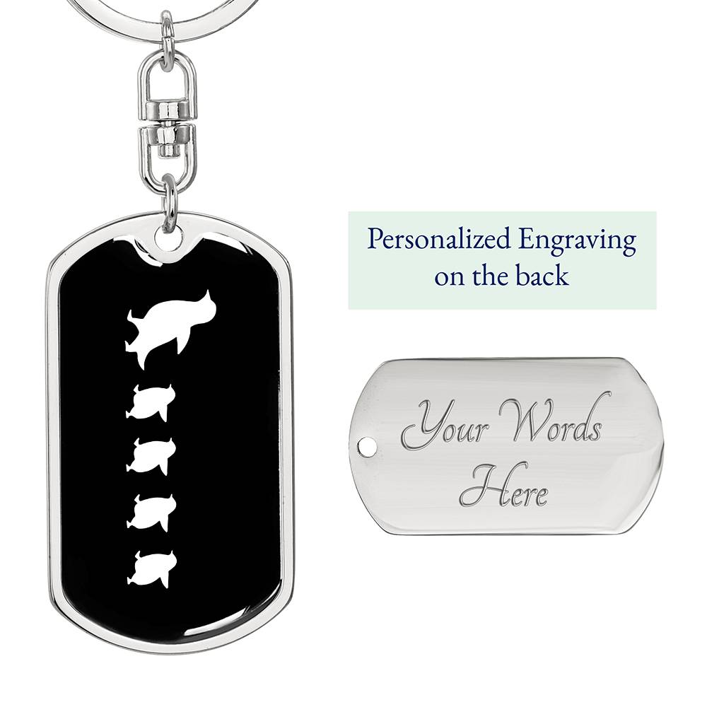 Mama Penguin With 4 Chicks v3 - Luxury Dog Tag Keychain