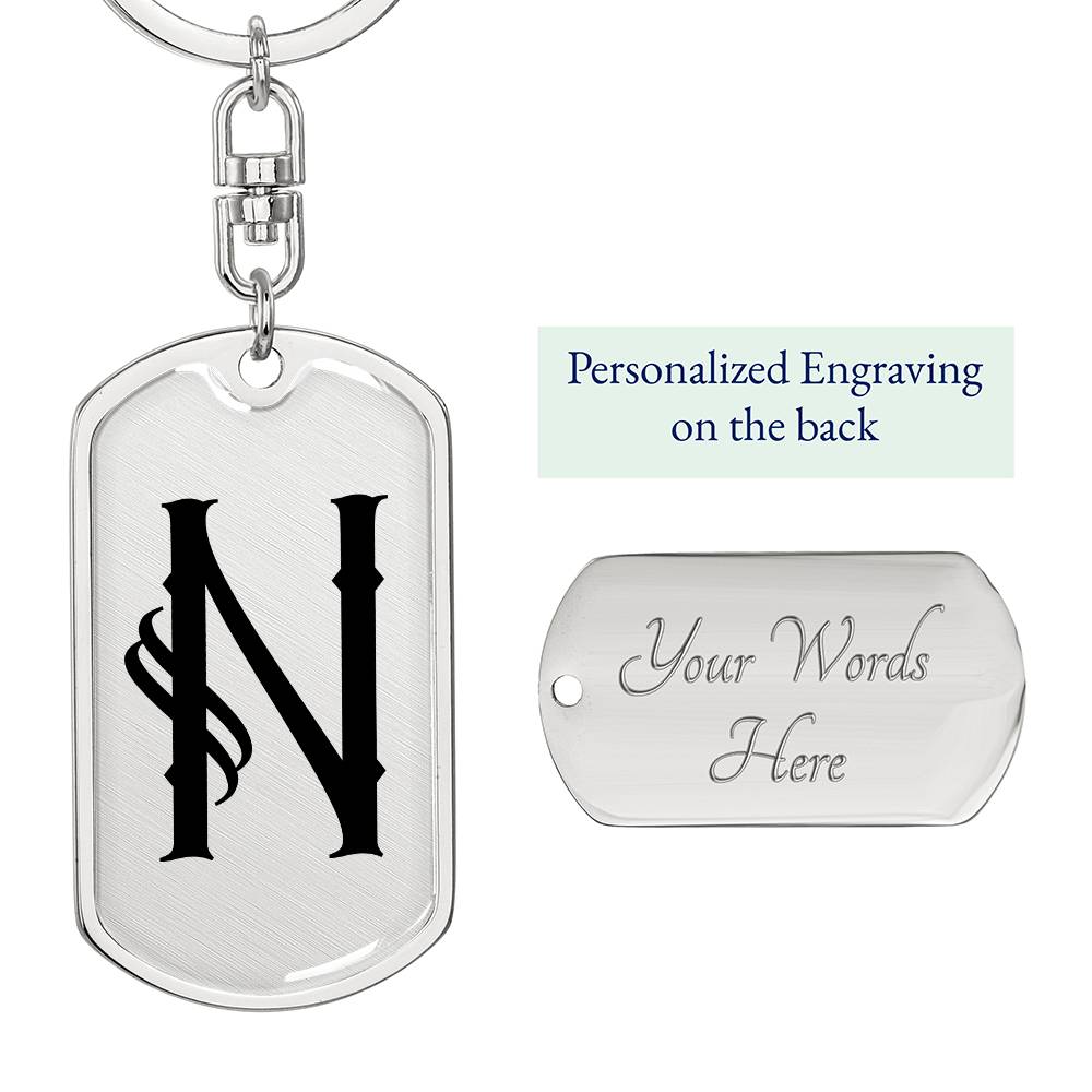 Initial N v001-11 - Luxury Dog Tag Keychain
