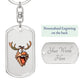 Funny Reindeer Face 10 - Luxury Dog Tag Keychain