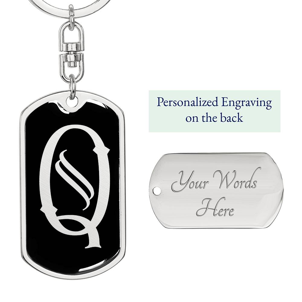 Initial Q v001-12 - Luxury Dog Tag Keychain