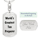 World's Greatest Tax Preparer - Luxury Dog Tag Keychain