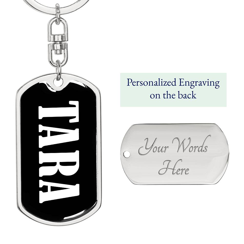 Tara v01w - Luxury Dog Tag Keychain