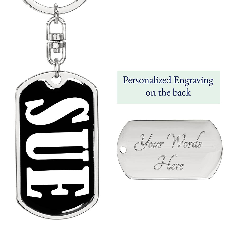 Sue v01w - Luxury Dog Tag Keychain