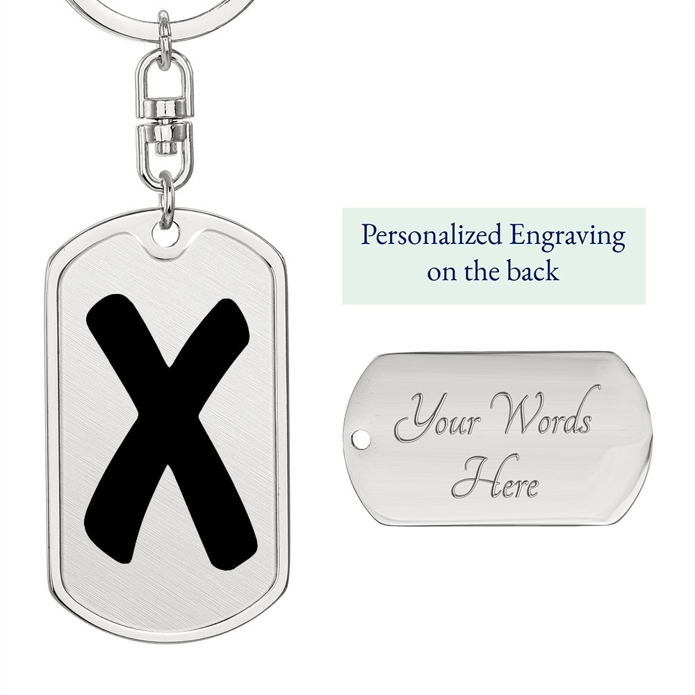 Initial X v1b - Luxury Dog Tag Keychain
