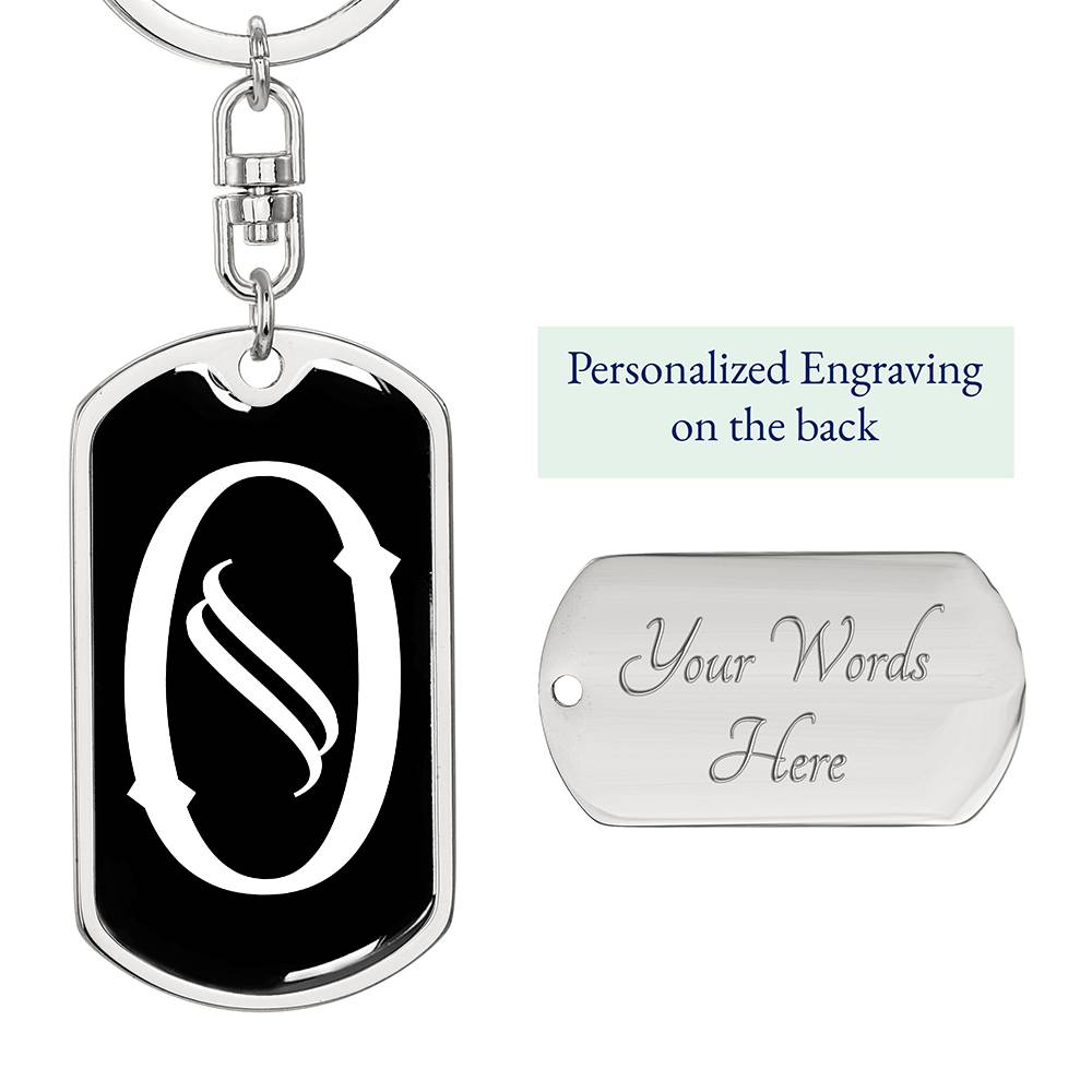 Initial O v001-13 - Luxury Dog Tag Keychain