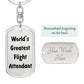 World's Greatest Flight Attendant - Luxury Dog Tag Keychain